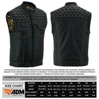 Handmade Cowhide Leather Motorcycle Vest: SOA Biker Style, Concealed Carry