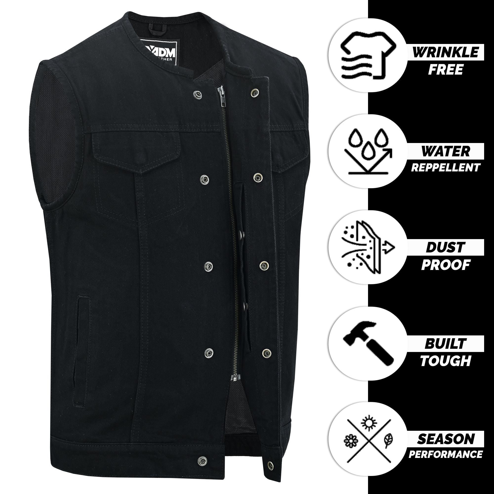 Denim Vest Men Ripped Jean Raw Edge Cut Punk Rock Streetwear Sleeveless Biker Vests