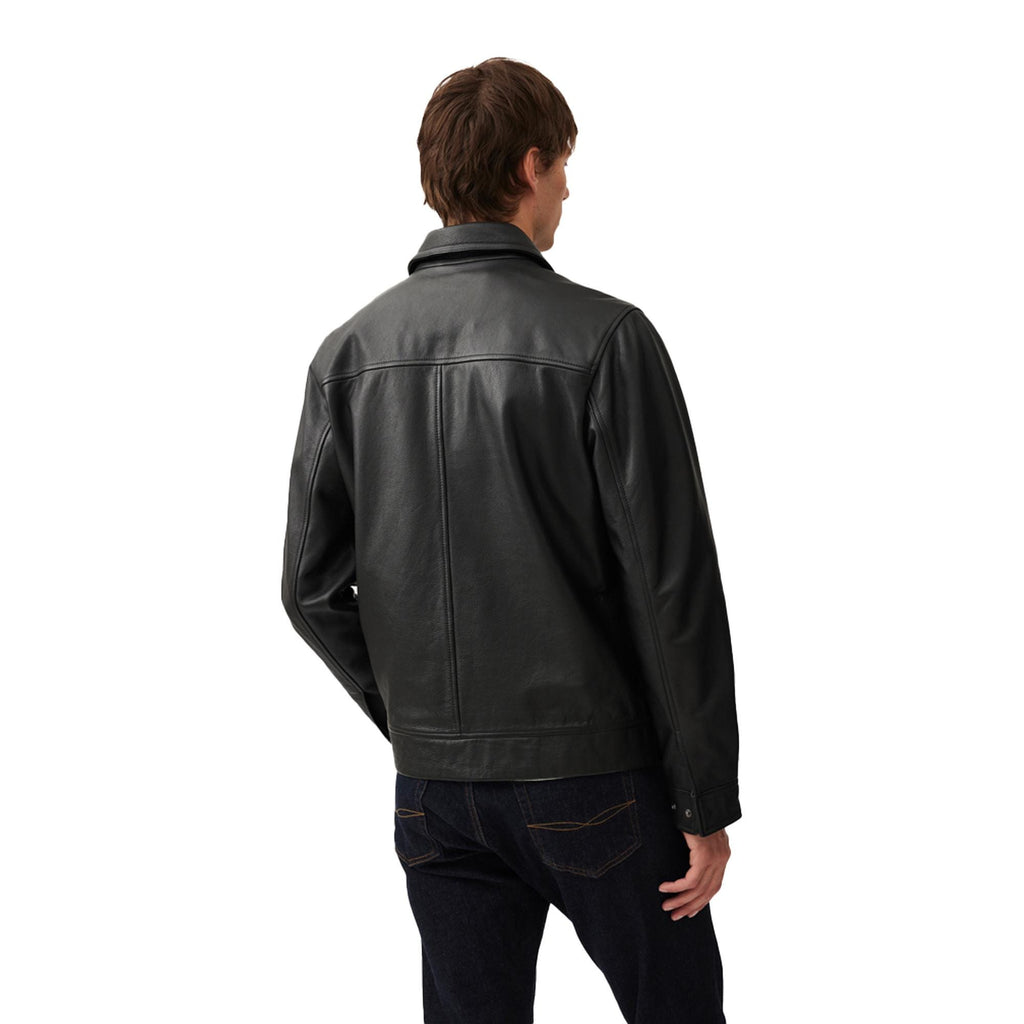 Classic Mens Moto Biker Leather Jacket Distressed Vintage Black Motorcycle Real Casual Leather Coat