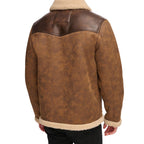 Men’s Sherpa Lined Leather Trucker Coat Biker Style Western Cowboy Reiding Jacket For Men