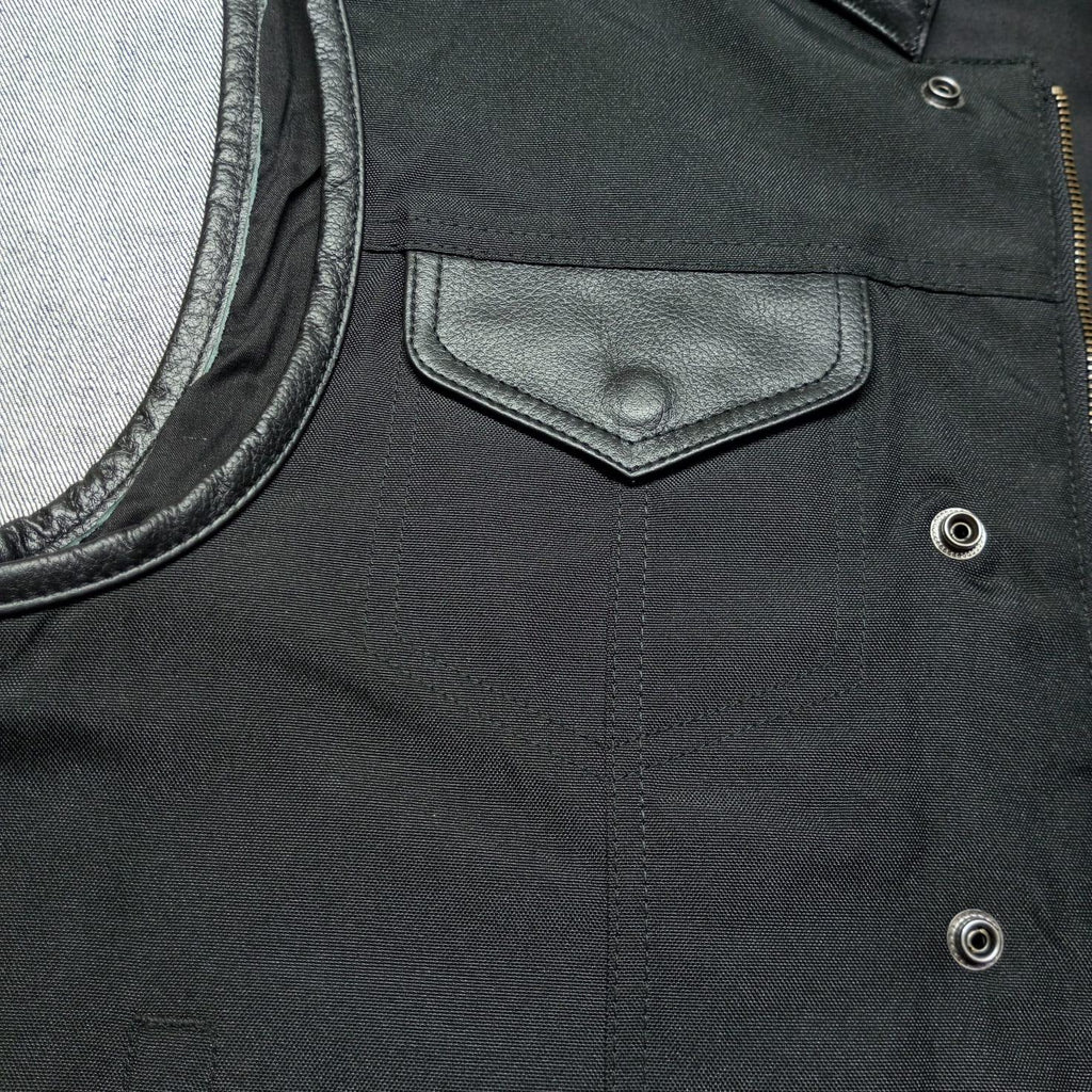 Cordura Motorcycle Vest: Handmade Leather Trim Biker Club Vest
