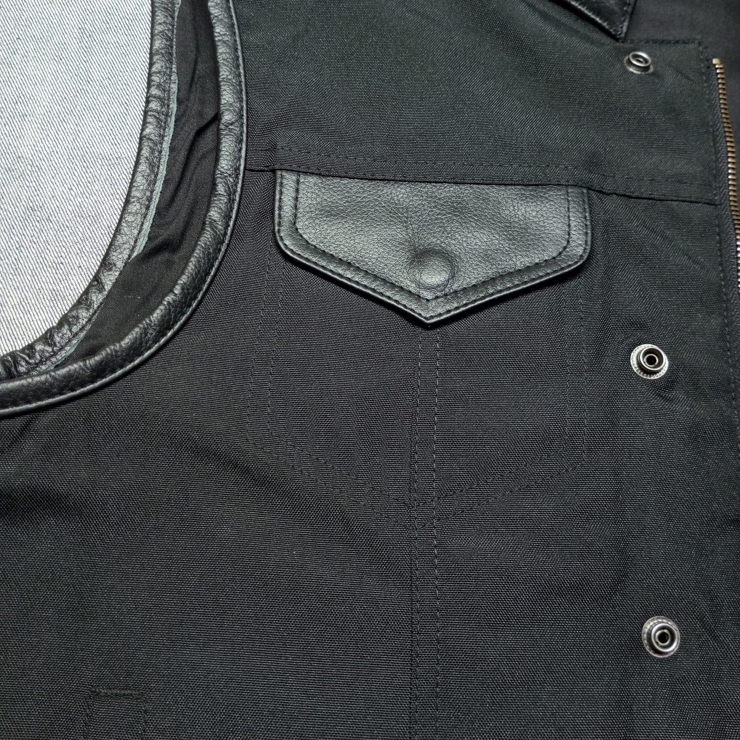 Cordura Motorcycle Vest: Handmade Leather Trim Biker Club Vest