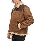 Men’s Sherpa Lined Leather Trucker Coat Biker Style Western Cowboy Reiding Jacket For Men