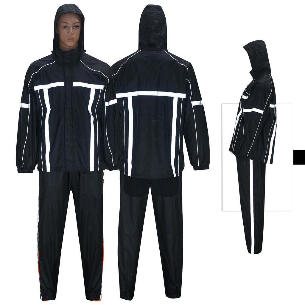 Waterproof Motorcycle Rain Suit: Lightweight Polyester Hooded Jacket & Trousers