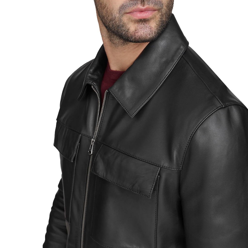 Mens Black Biker Leather Jacket Classic Motorcycle Riding Moto Jackets Western Style Coat