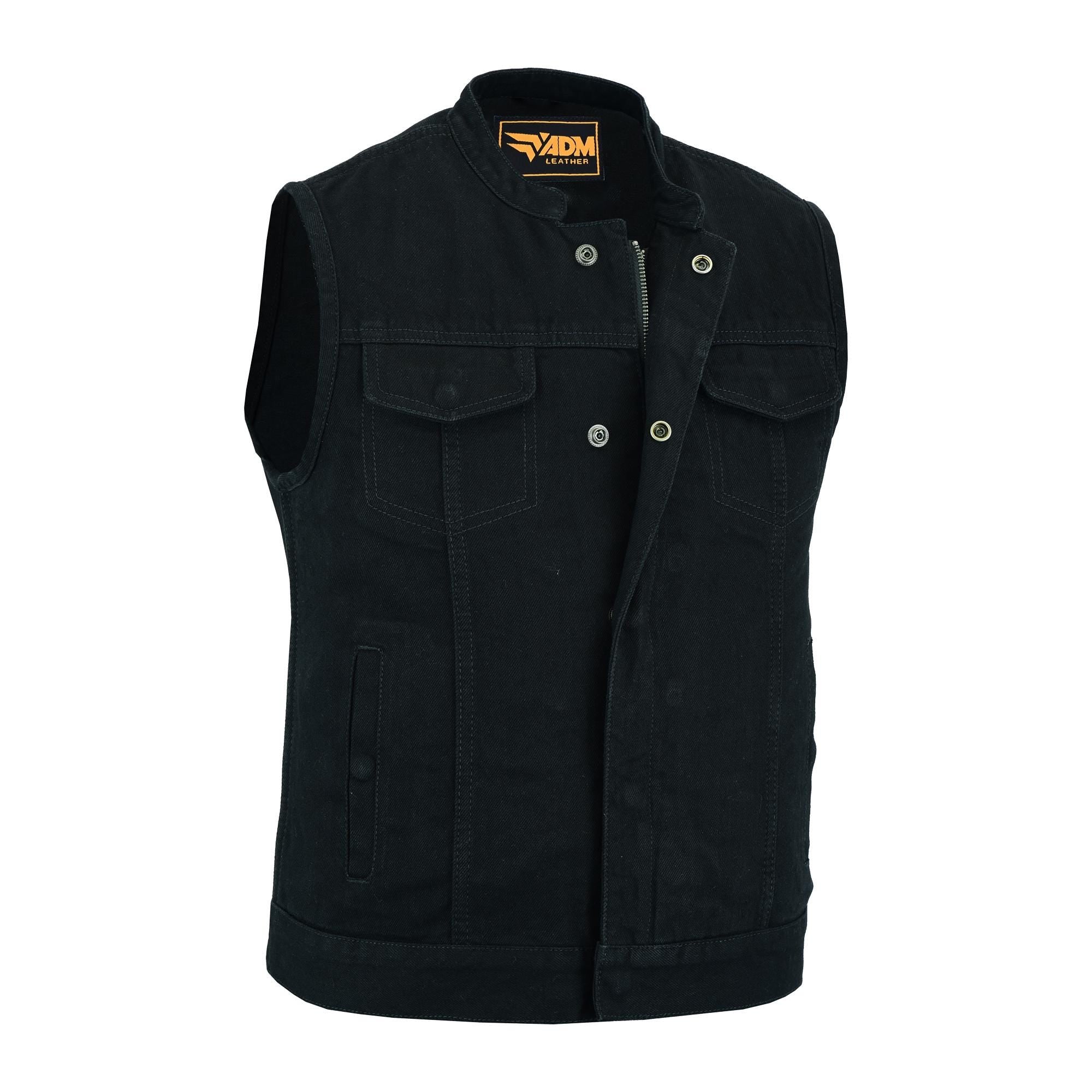 Vintage Denim Vest Men Distressed Western Style Light Blue Jean Sleeveless Trucker Festival