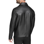 Mens Black Biker Leather Jacket Classic Motorcycle Riding Moto Jackets Western Style Coat