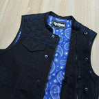Mens Denim Vest SOA Biker Cutoff Ventilated Mesh Motorcycle Jacket Sleeveless with YKK Zipper