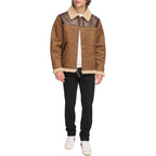 Men’s Sherpa Lined Leather Trucker Coat Biker Style Western Cowboy Reiding Jacket For Men