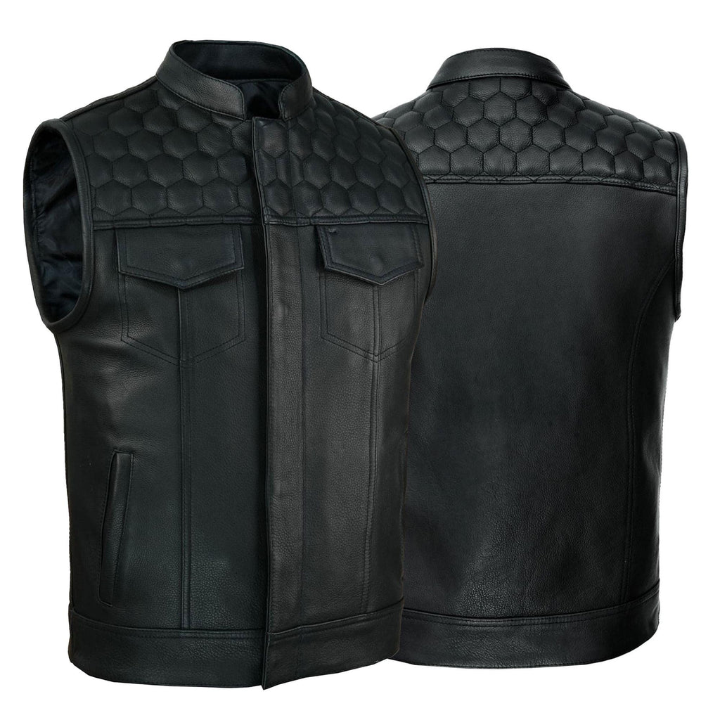 Handmade Cowhide Leather Biker Vest: SOA Club Style, Concealed Carry