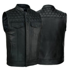 Handmade Cowhide Leather Biker Vest: SOA Club Style, Concealed Carry