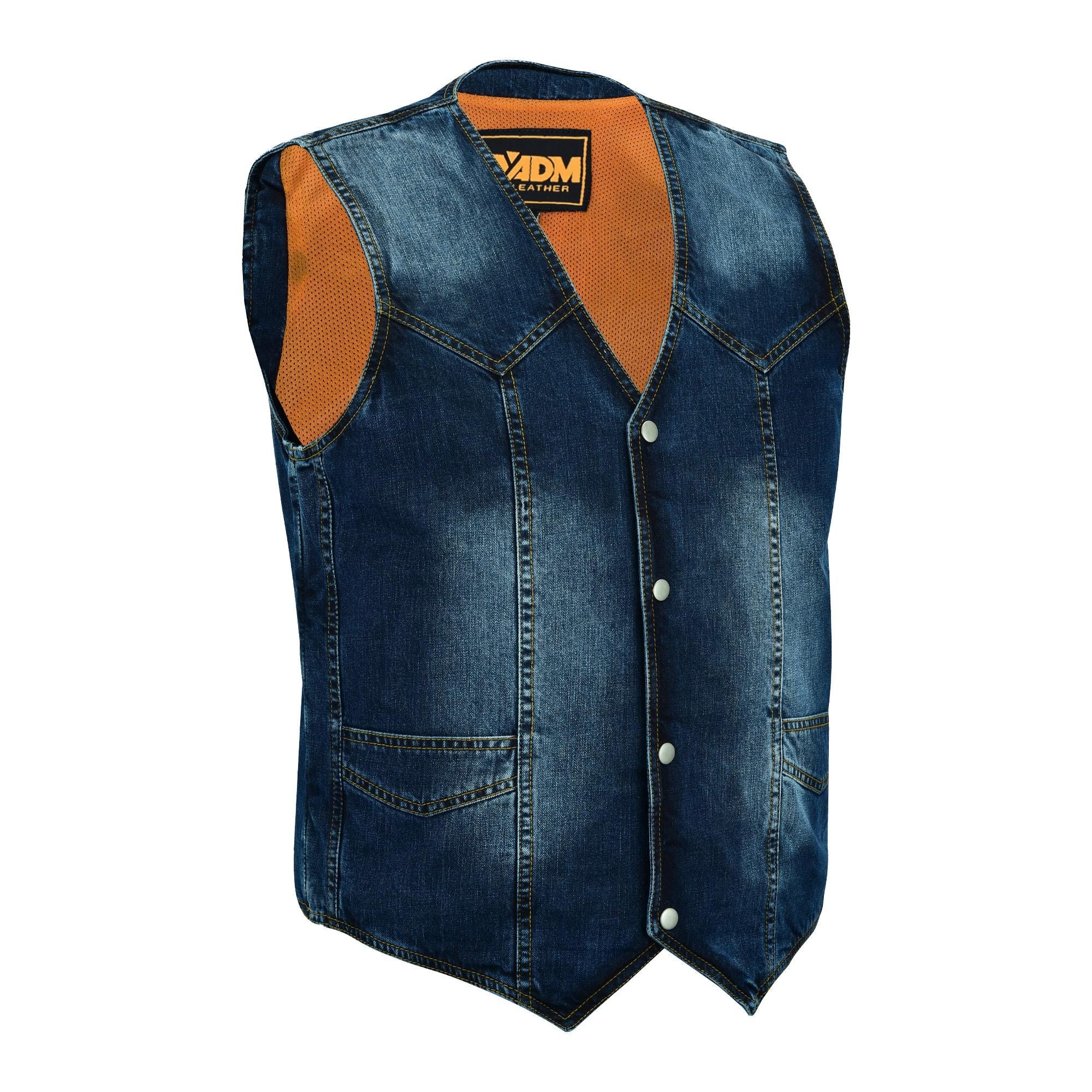 Vintage Mens Denim Vest Blue Jean Sleeveless Biker Style Trucker Festival Christmas Eve Outfit