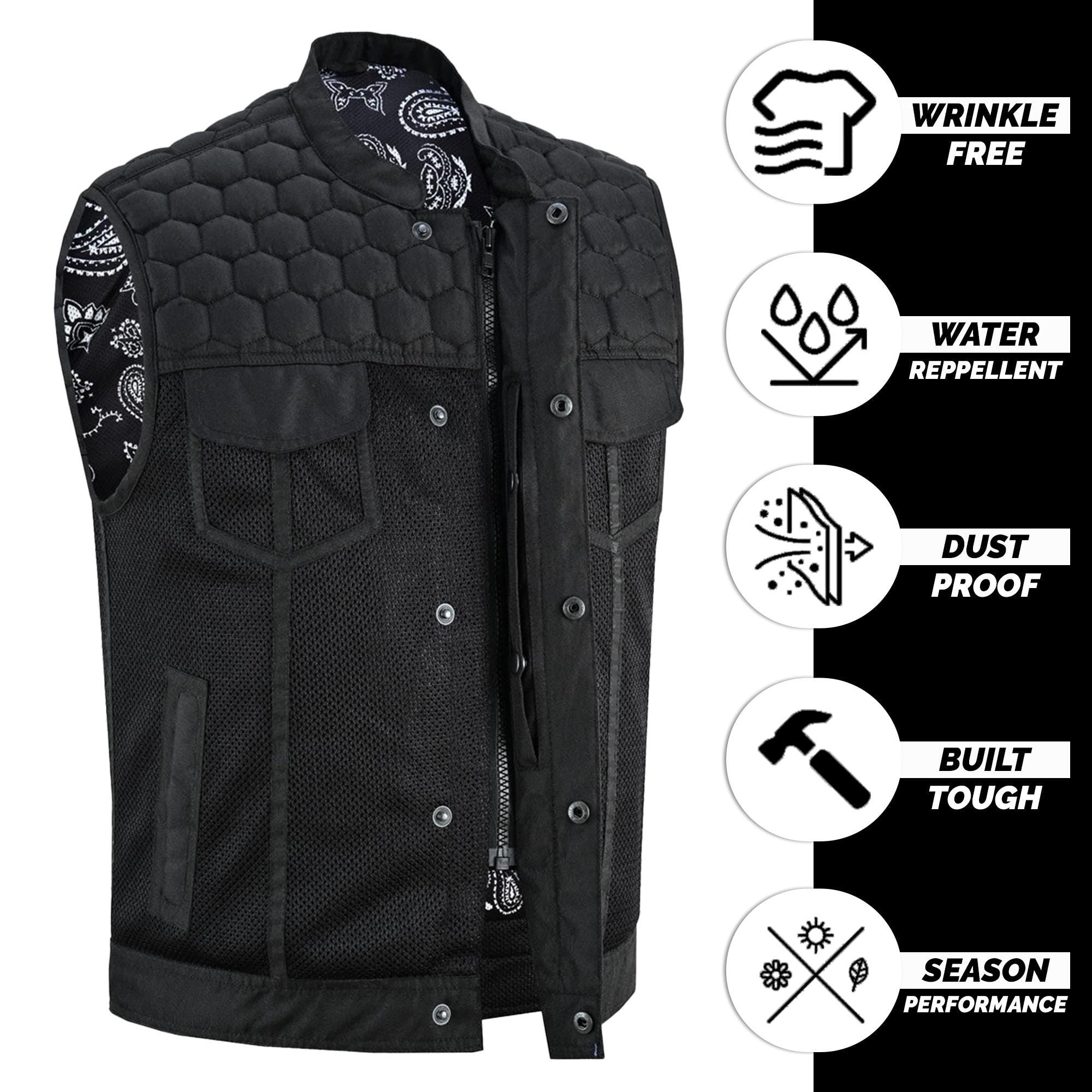Men's Western Vest Heavy Duty Biker Style Denim Vest | Motorcycle Club Cutoff