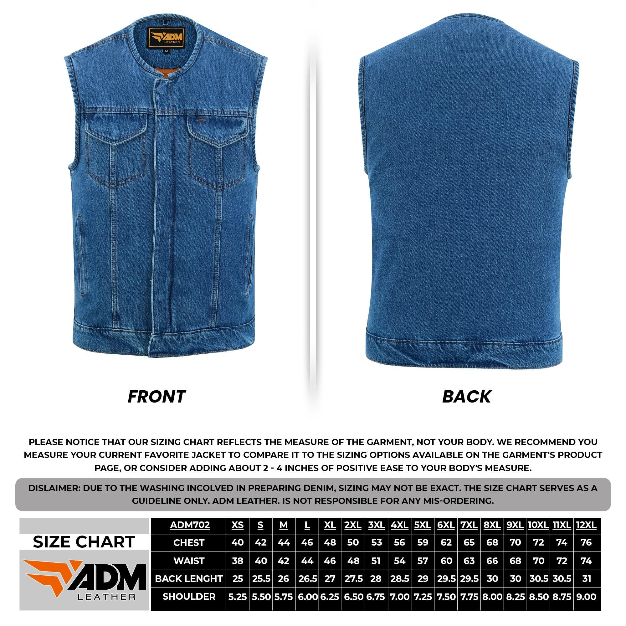 Vintage Biker Denim Vest Men's Heavyweight Cutoff Sleeveless Jean Jacket Trucker Punk Style