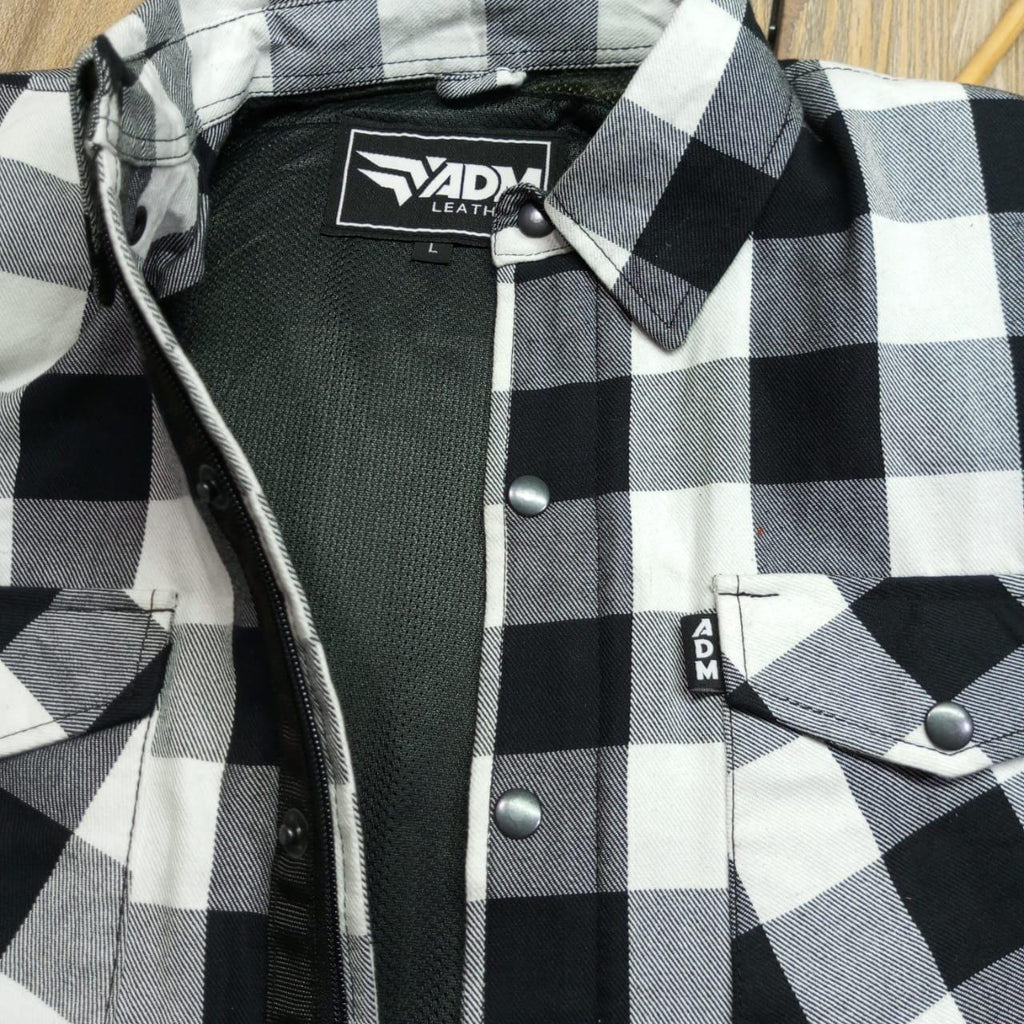 Men's Kevlar Flannel Shirt Armored Plaid Biker Riding Gear | CE-Approved Safety Jacket