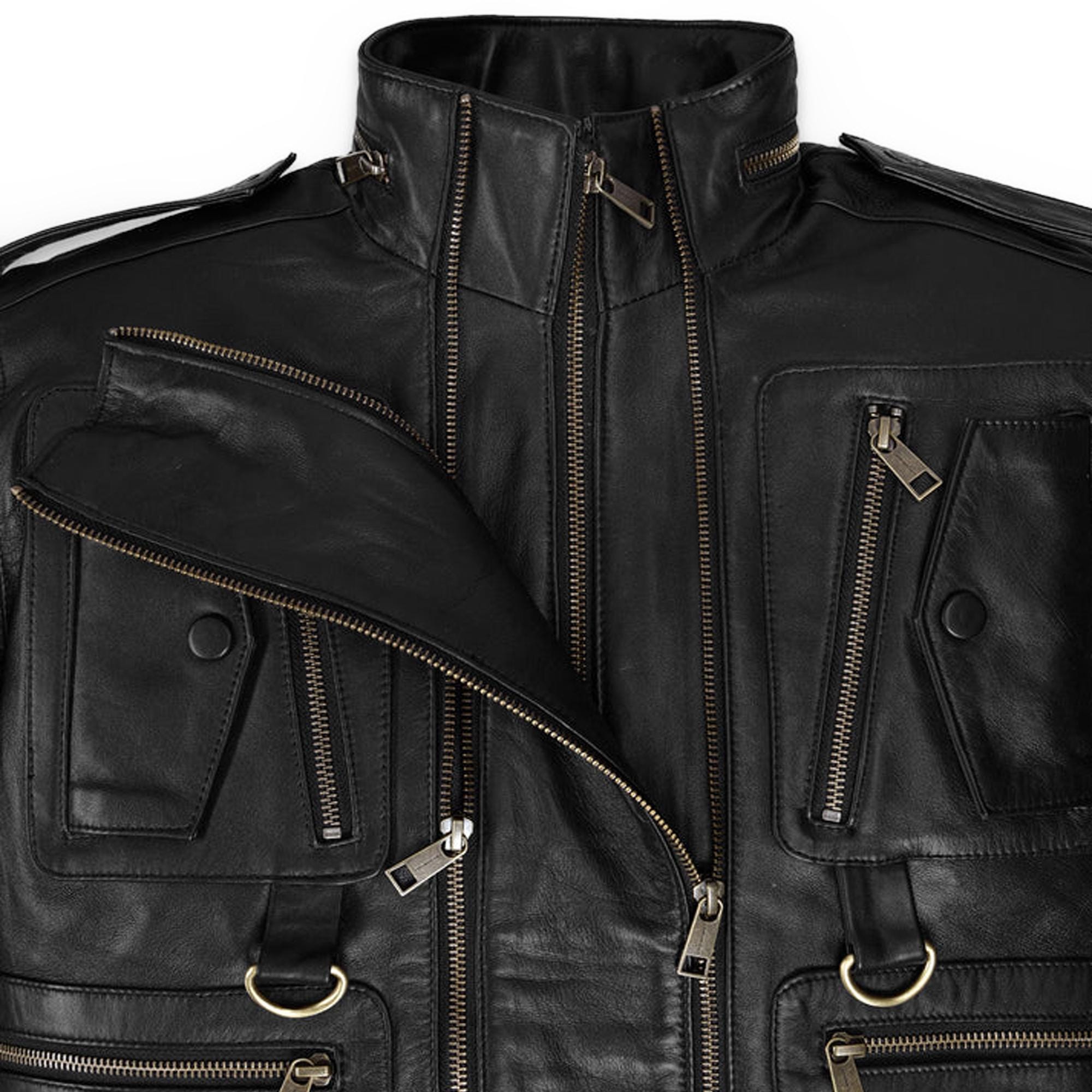 Cyberpunk Style Black Leather Moto Jackets Men's Biker Coat Steampunk Tactical Jacket Motorcycle Coat