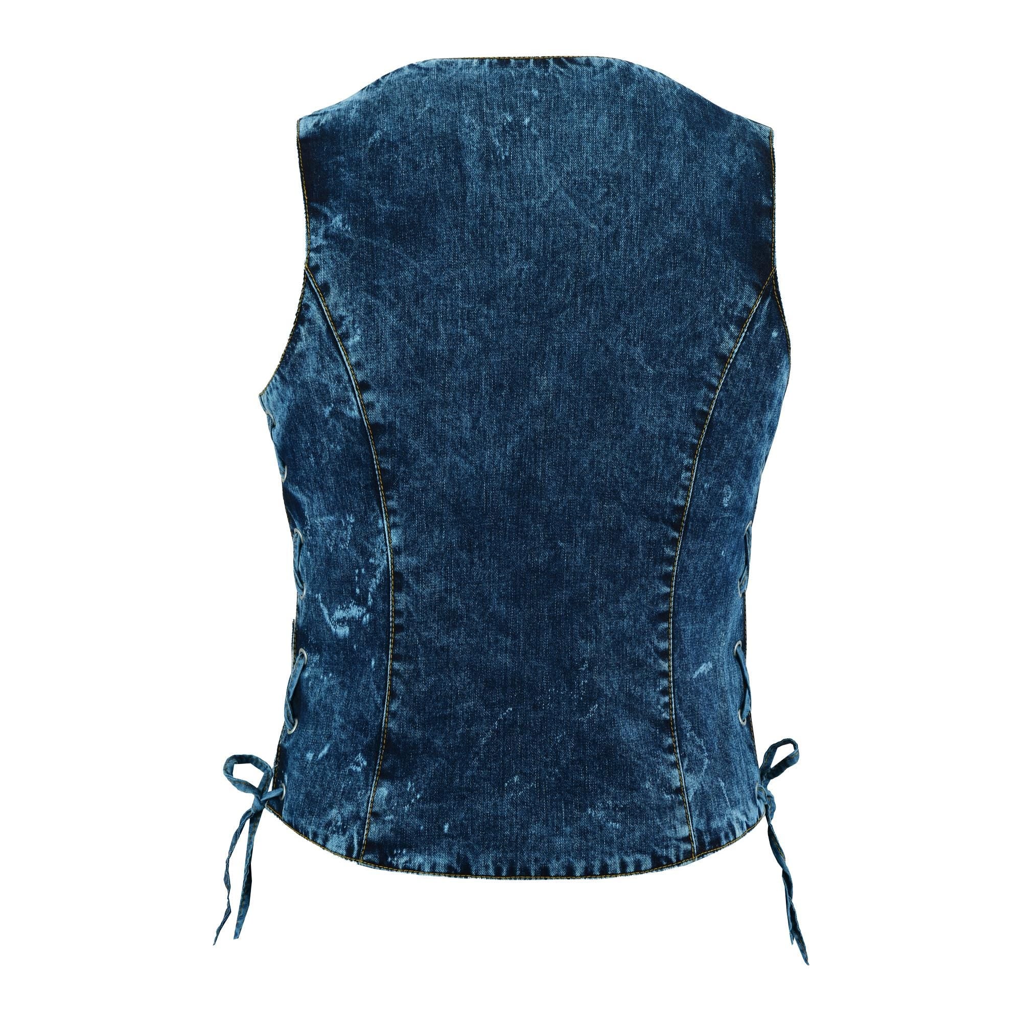 Classic Essential Denim Vest Unisex Blue Jean Sleeveless Top Trucker Style Fitted Workwear
