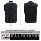 Mens Denim Vest SOA Biker Cutoff Ventilated Mesh Motorcycle Jacket Sleeveless with YKK Zipper