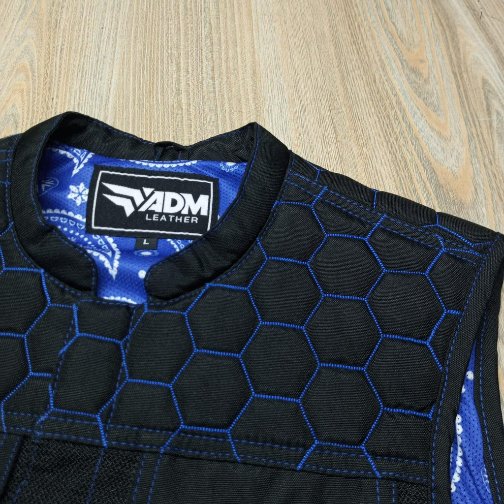 Mens Denim Vest SOA Biker Cutoff Ventilated Mesh Motorcycle Jacket Sleeveless with YKK Zipper
