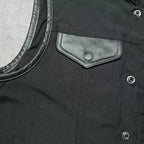 Cordura Motorcycle Vest: Handmade Leather Trim Biker Club Vest