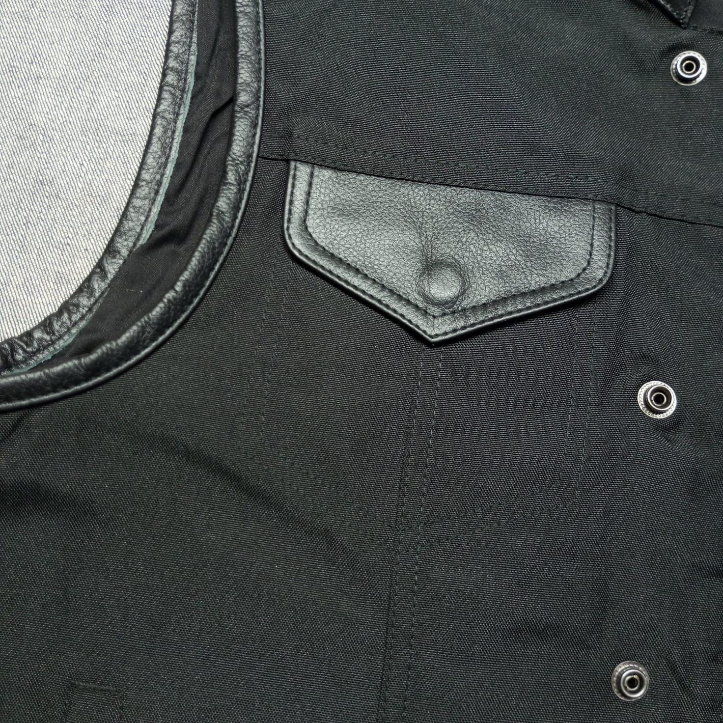 Cordura Motorcycle Vest: Handmade Leather Trim Biker Club Vest