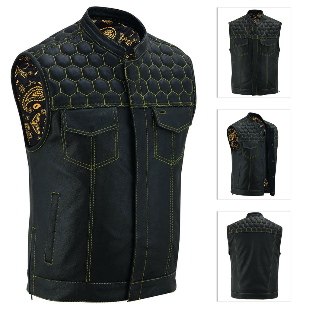 Handmade Cowhide Leather Motorcycle Vest: SOA Biker Style, Concealed Carry