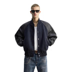 Leather Varsity Jacket Biker Style Baseball Style School Uniform Unisex Streetwear Jackets For Mens