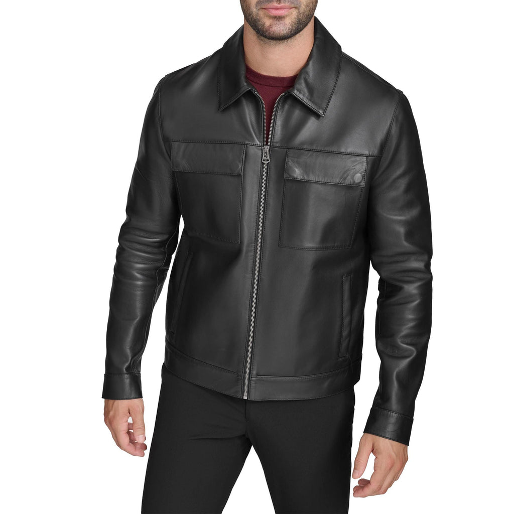 Mens Black Biker Leather Jacket Classic Motorcycle Riding Moto Jackets Western Style Coat