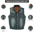 Cowboy Biker Leather Vest Men Western Style Riding Grey Sunphade Motorcycle Fitted Sleeveless Top