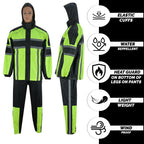 Waterproof Motorcycle Rain Suit: Lightweight Polyester Hooded Jacket & Trousers