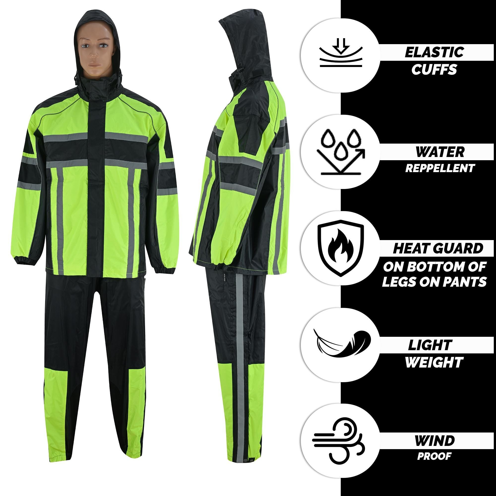Waterproof Motorcycle Rain Suit: Lightweight Polyester Hooded Jacket & Trousers