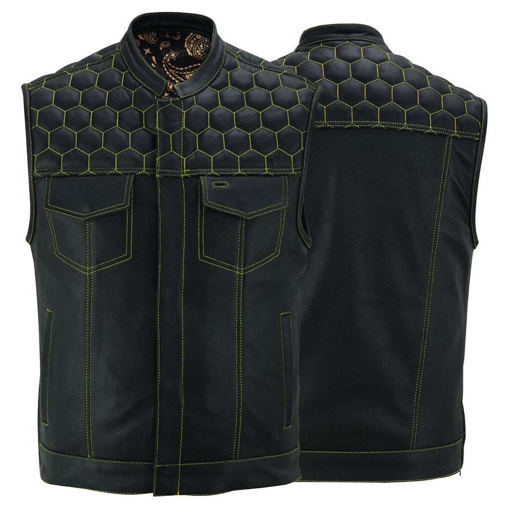 Handmade Cowhide Leather Motorcycle Vest: SOA Biker Style, Concealed Carry