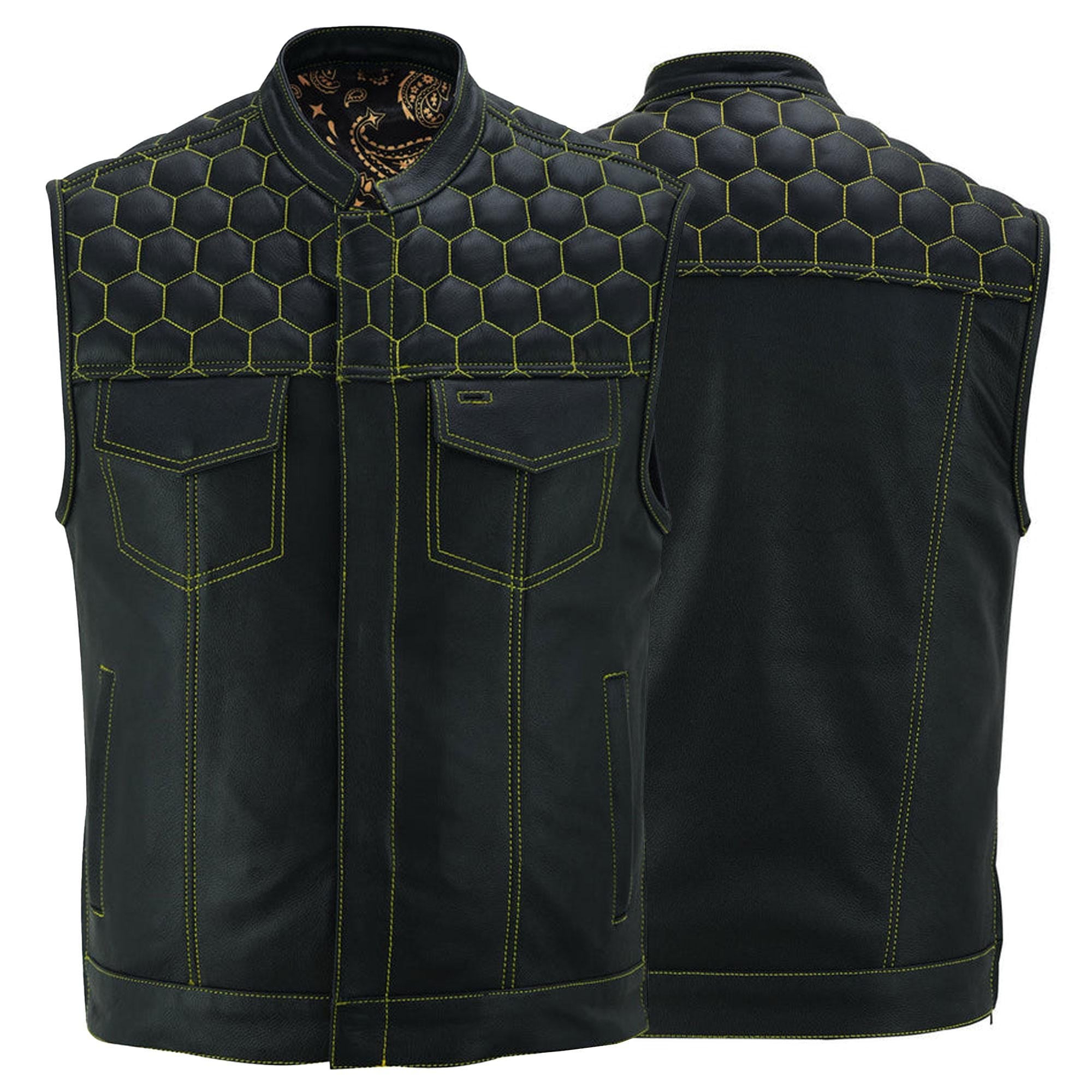 Handmade Cowhide Leather Motorcycle Vest: SOA Biker Style, Concealed Carry