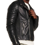 Mens Real Motorcycle Biker Leather Jacket Punk Retro Brando Moto Style Leather Jackets