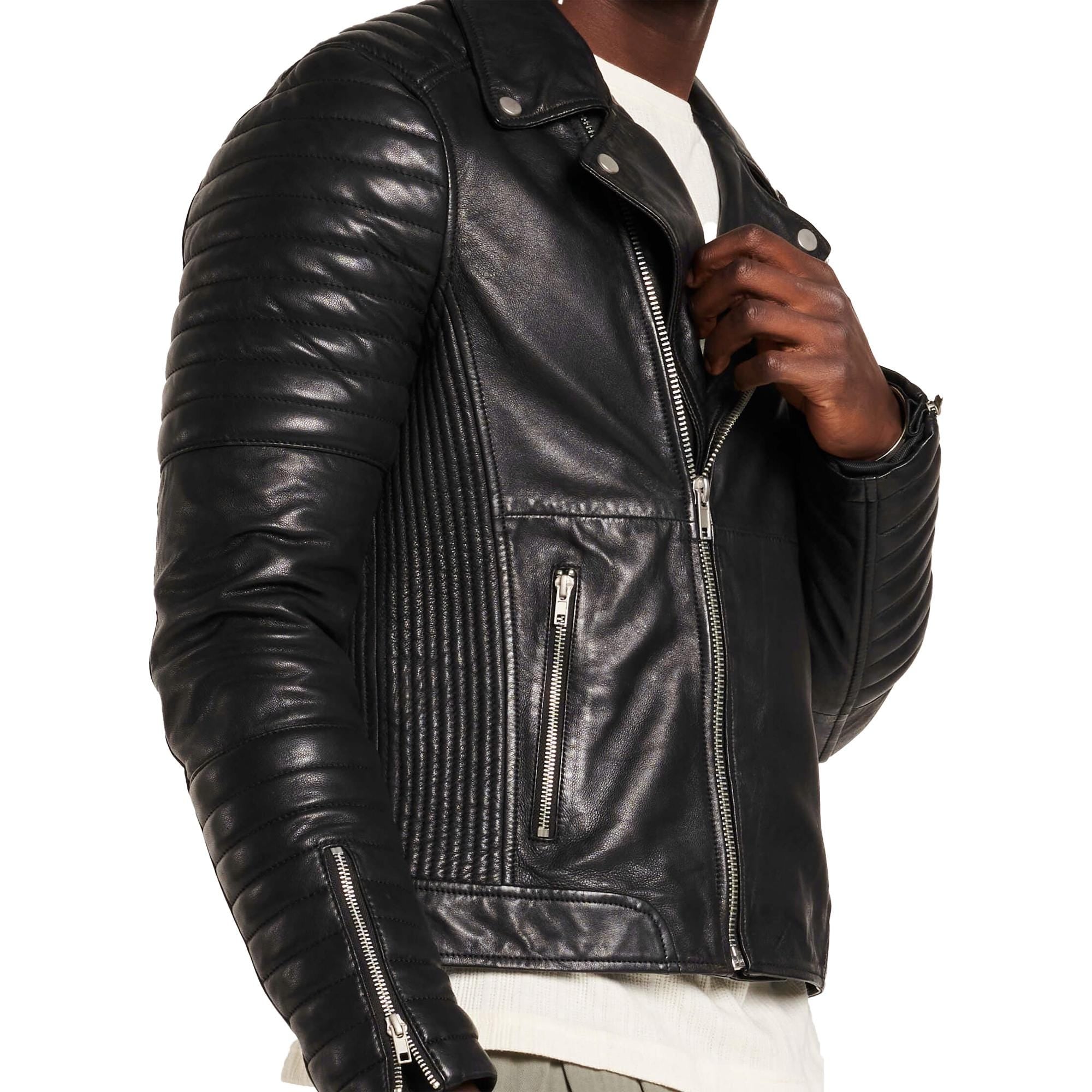 Mens Real Motorcycle Biker Leather Jacket Punk Retro Brando Moto Style Leather Jackets