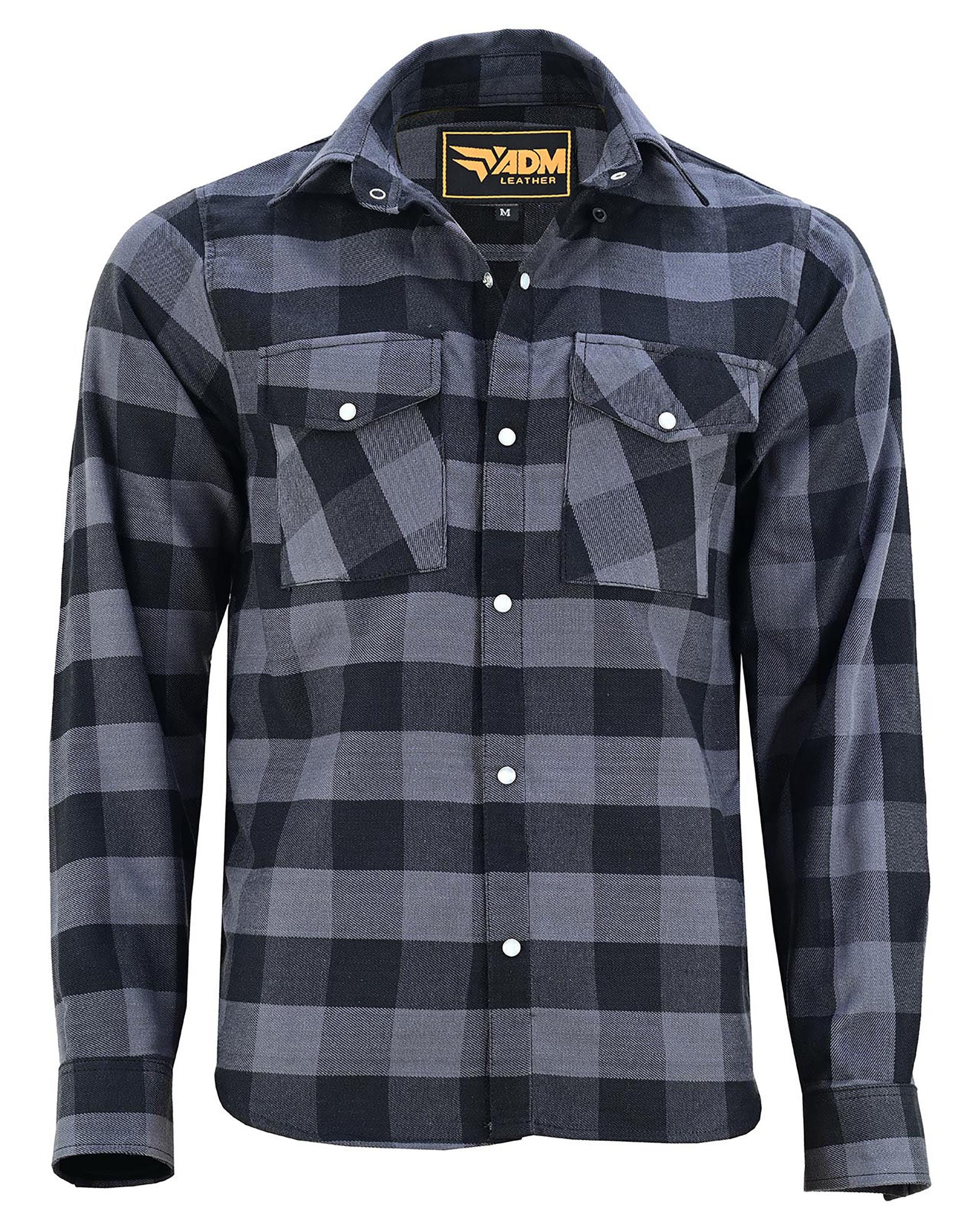 Aramid Flannel Shirt CE-Approved Motorcycle Overshirt | Black & Grey Level 2 Armored Protection Riding Gear