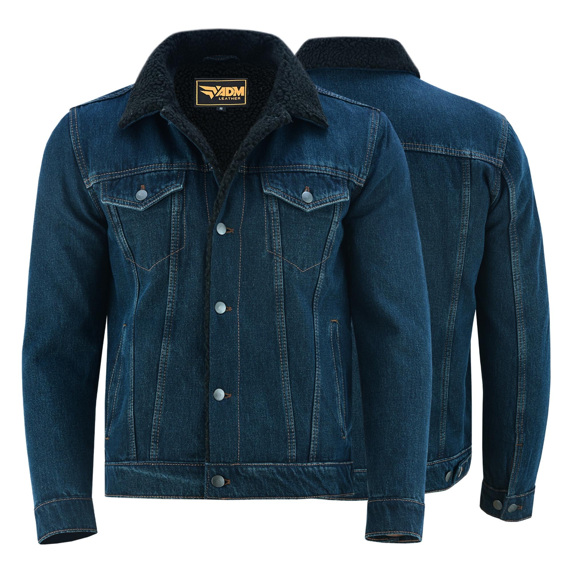 Black Denim Fur Lined Coat Men's Streetwear Jean Jacket | Warm Winter Trucker Biker Jacket