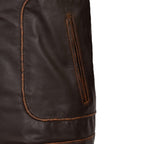 Men's Distressed Brown Leather Jacket Cafe Racer Moto Jacket Casual Coat Vintage Look Outerwear