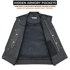 Black Denim Vest Men Biker Motorcycle Club Cutoff Concealed Carry Pockets Sleeveless Jacket