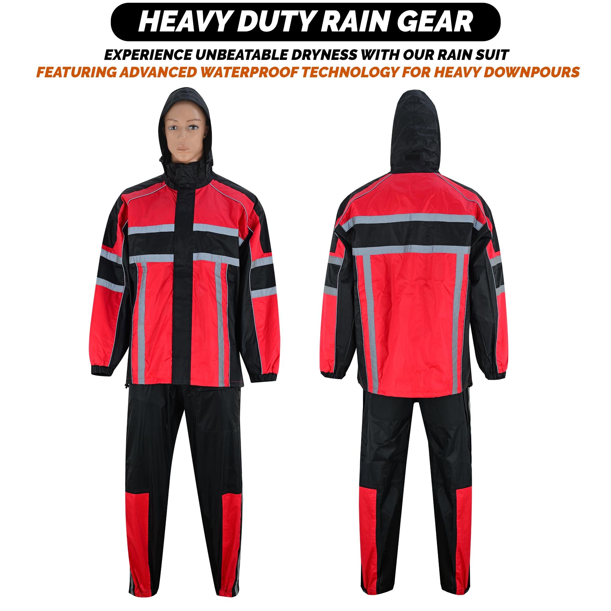 Waterproof Motorcycle Rain Suit: Lightweight Polyester Hooded Jacket & Trousers