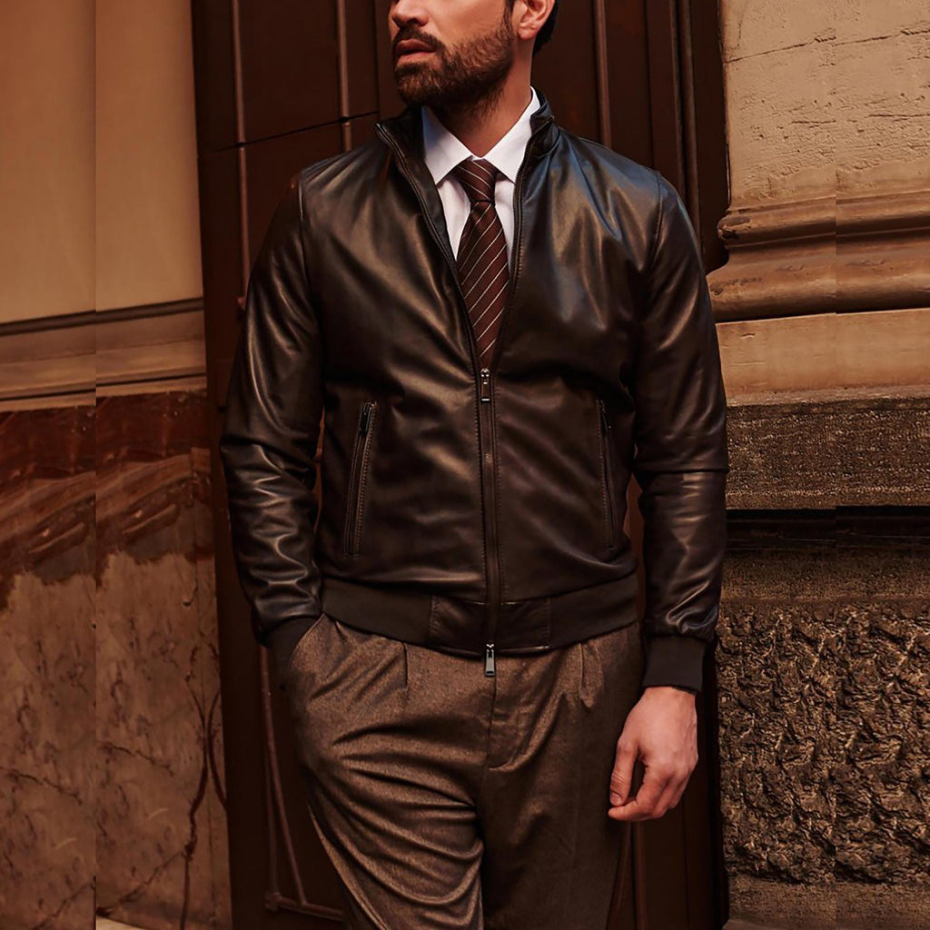 Men’s Motorcycle Biker Leather Jacket Classic Moto Riding Real Leathers Office Work Wear Jacket For Men