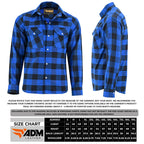 CE-Approved Flannel Shirt Motorcycle Armored Riding Gear | Blue & Black Kevlar Lined Plaid Biker Top