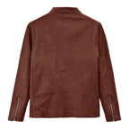 Men's Brown Leather Biker Jacket Cafe Racer Motorcycle Stylish Casual Coat for Men Gift for Him