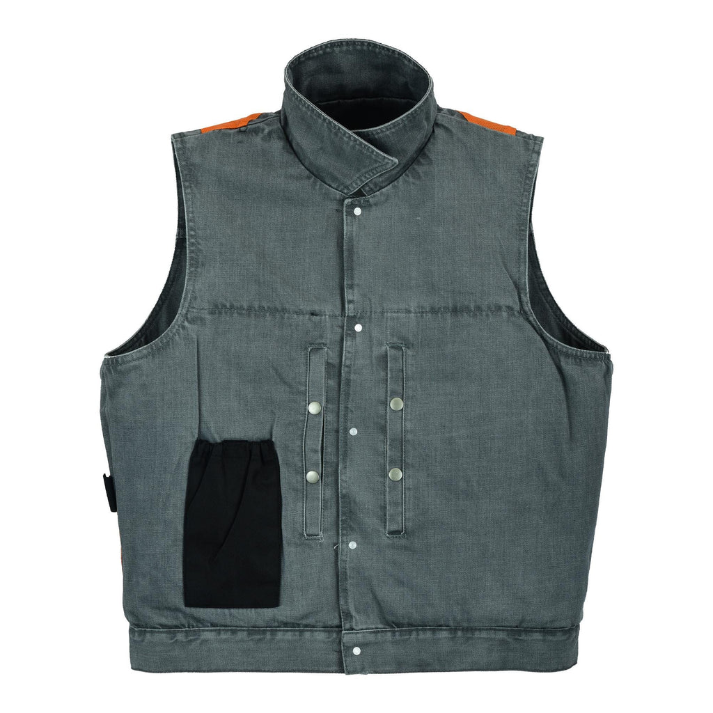 Cowboy Biker Leather Vest Men Western Style Riding Grey Sunphade Motorcycle Fitted Sleeveless Top