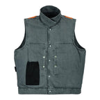 Cowboy Biker Leather Vest Men Western Style Riding Grey Sunphade Motorcycle Fitted Sleeveless Top
