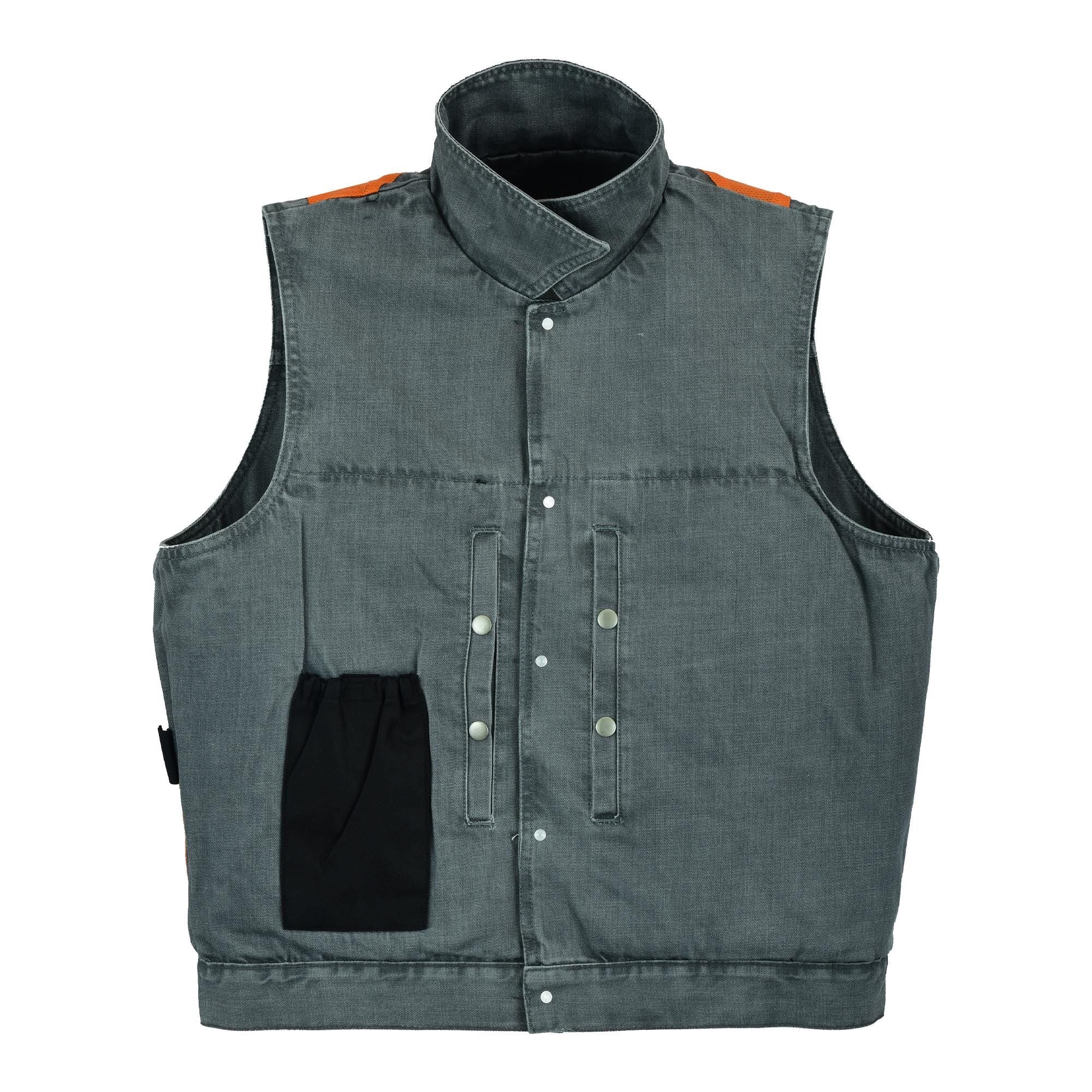 Cowboy Biker Leather Vest Men Western Style Riding Grey Sunphade Motorcycle Fitted Sleeveless Top