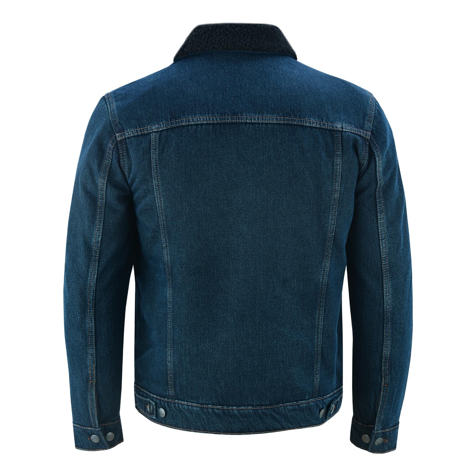 Black Denim Fur Lined Coat Men's Streetwear Jean Jacket | Warm Winter Trucker Biker Jacket