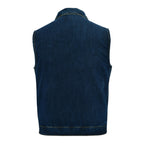 Vintage 90s Blue Jean Denim Biker Vest Distressed Cutoff Sleeveless Top Unisex Style