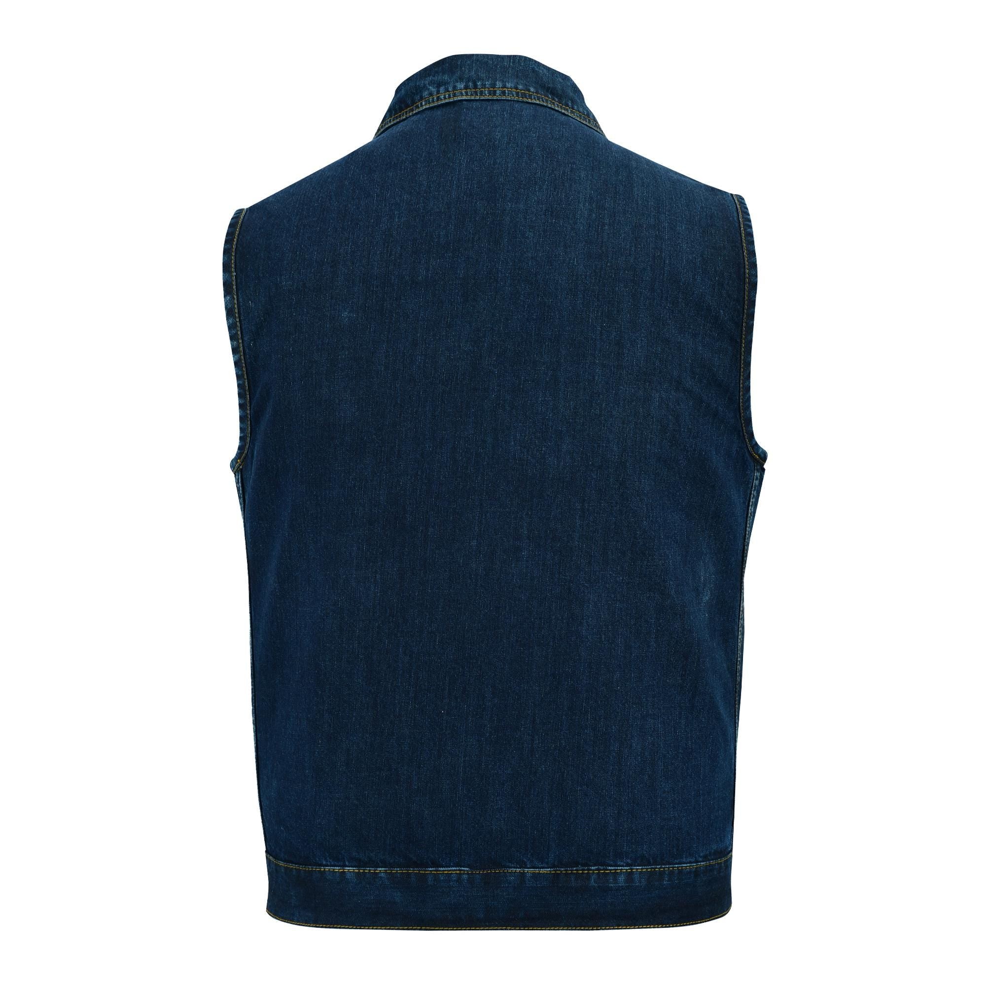 Vintage 90s Blue Jean Denim Biker Vest Distressed Cutoff Sleeveless Top Unisex Style