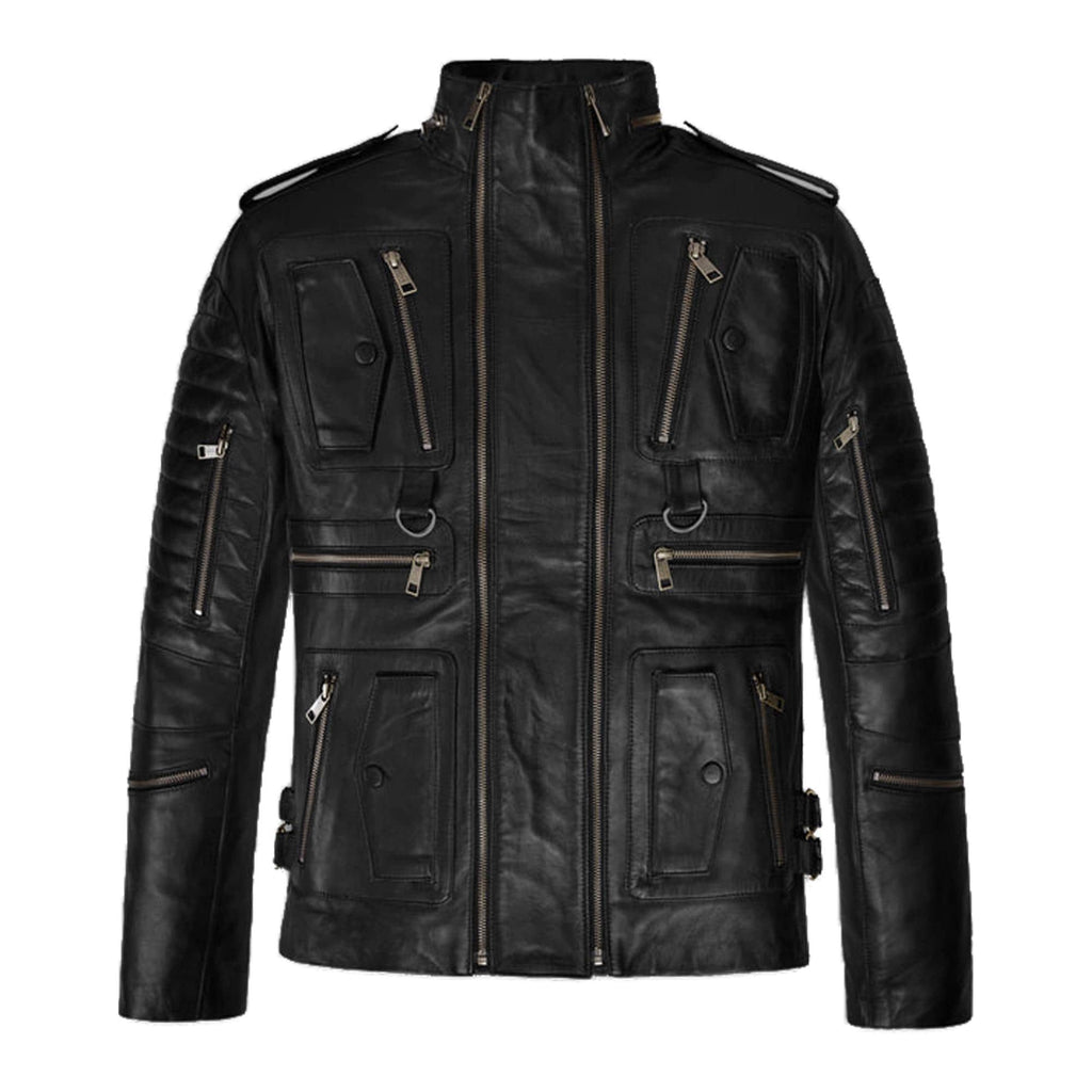 Cyberpunk Style Black Leather Moto Jackets Men's Biker Coat Steampunk Tactical Jacket Motorcycle Coat